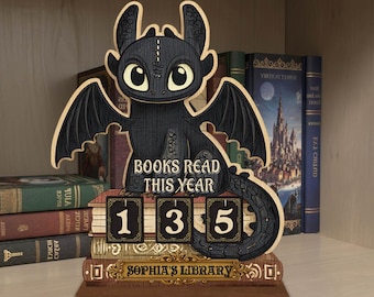 Personalized Wooden Books Read Tracker, Home Library Decor
