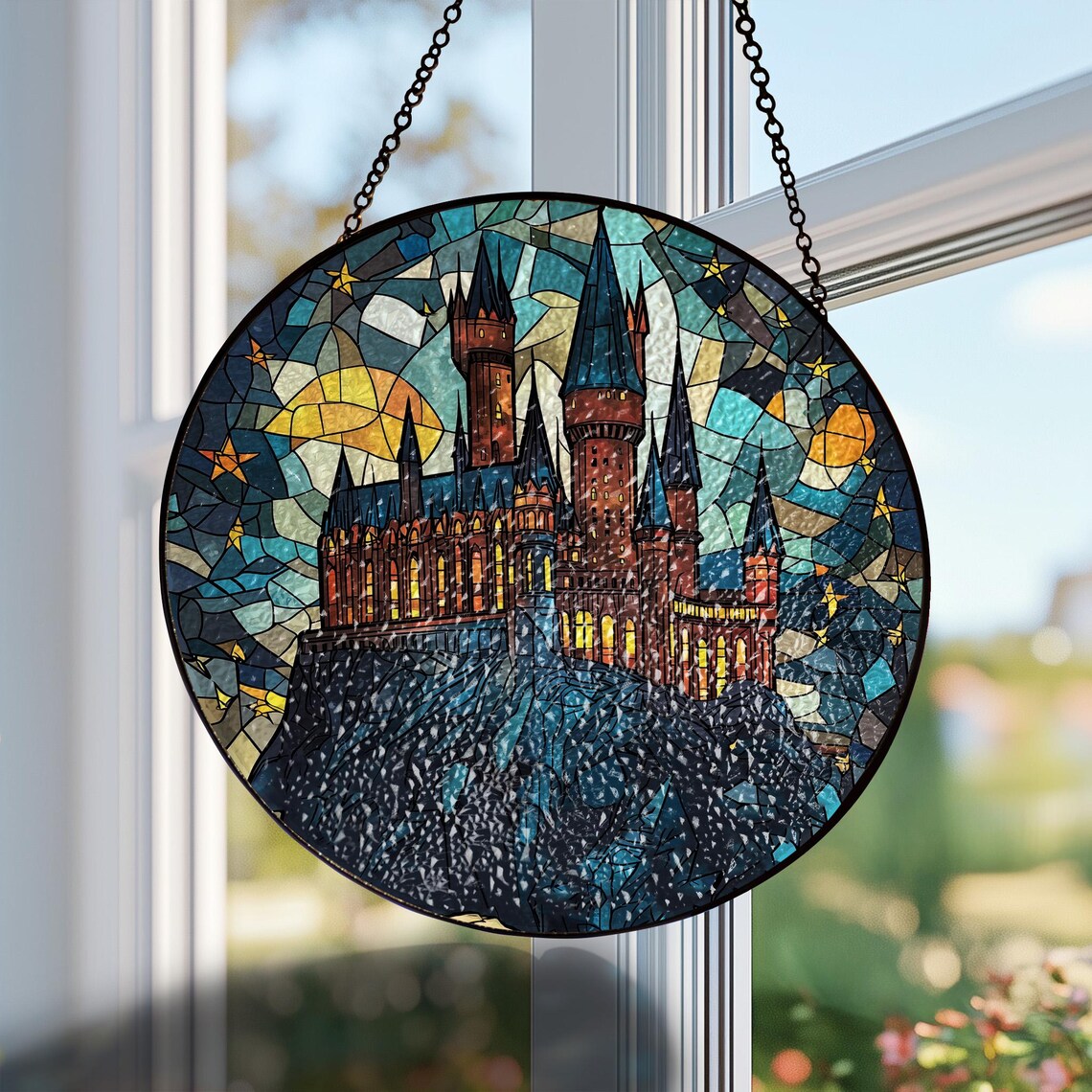 Glass Wizard Castle 2D Window: Book Lover Window Decor - Etsy
