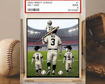 Baseball No. 1 Dad Grandpa Man & Kids Trading Card Style Personalized Acrylic Block Plaque, Father&#39;s Day Gift for Baseball Dad, Husband