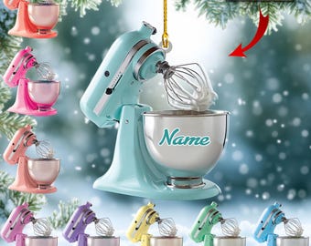 Personalized Baking Mixer Lights Christmas Ornament 2D, Baker Gifts, Christmas Tree Ornament, Flat Acrylic Baking Ornament for Her
