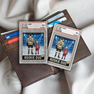 Hockey n° 1 papa grand-père homme et enfants à échanger carte portefeuille personnalisée style carte acrylique, cadeau d'anniversaire de fête des pères pour joueur de hockey