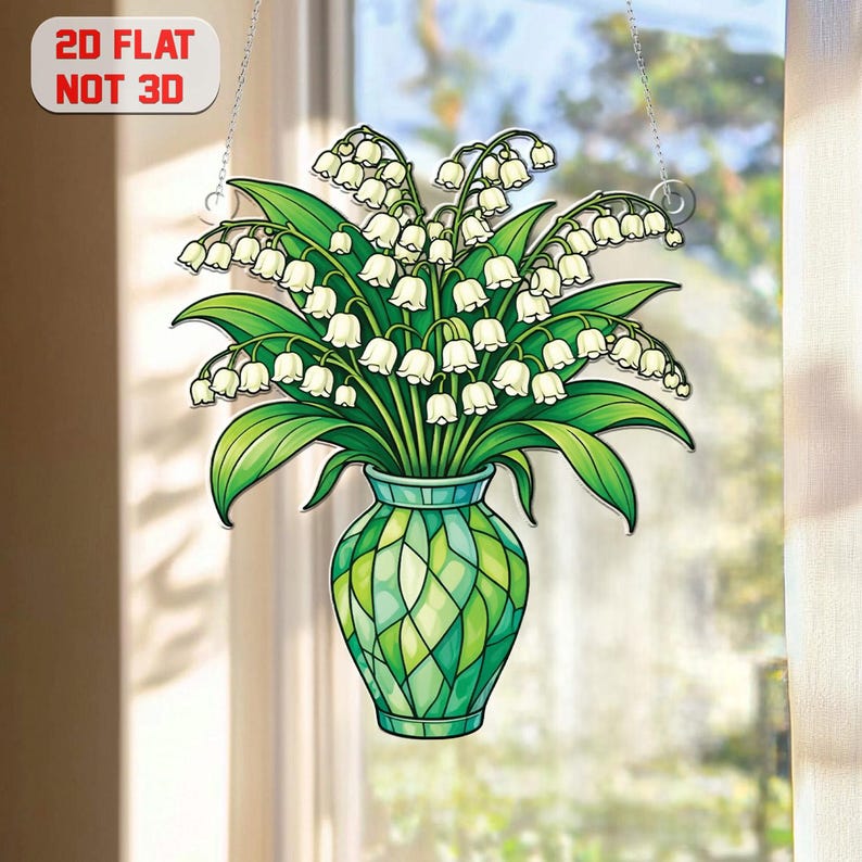 Lily of the Valley Window Hanging Acrylic Flower Decor Spring Floral ...