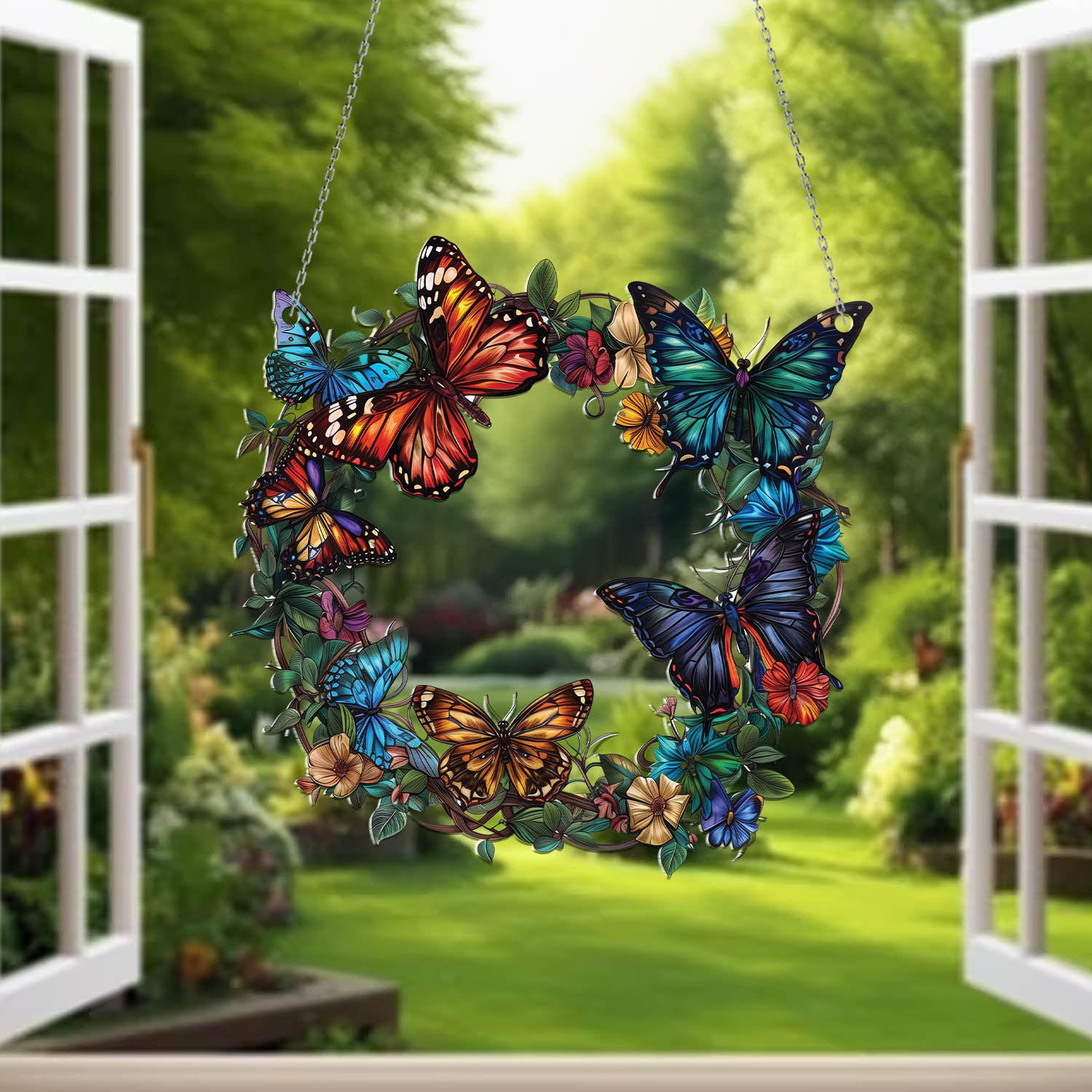Acchiappasole per finestre in acrilico | Ornamento per finestra farfalla colibrì 2D - Ciondolo ornamentale artistico a doppia faccia per la decorazione della casa del balcone della finestra Tartaglia