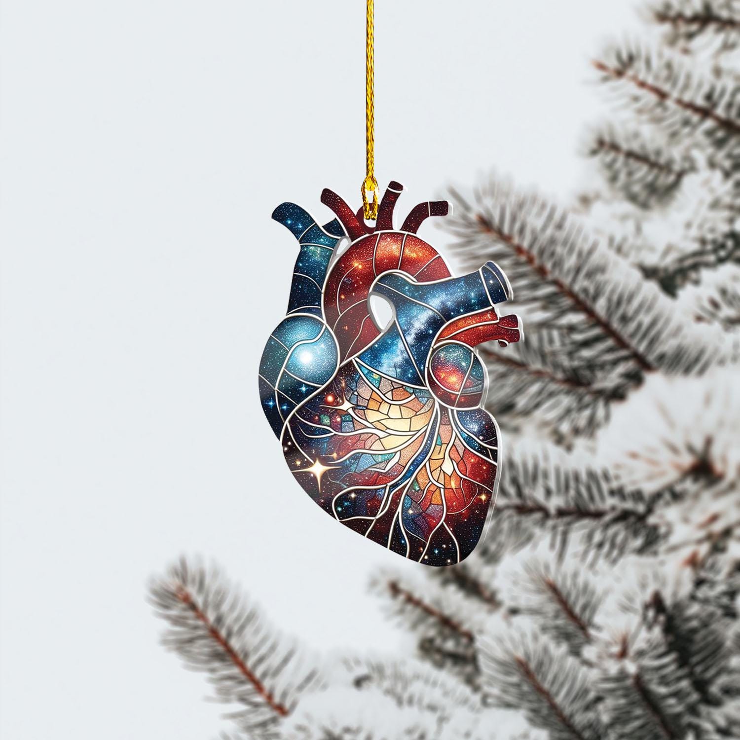 Anatomical Heart Christmas Ornament: Galaxy Design, Medical Gift