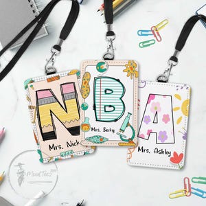 Benutzerdefinierter Name Lehrer Leder ID-Kartenhalter, benutzerdefinierte Lehrer Lanyard Zubehör, Lehrer zurück zu Schulgeschenk, Lehrer Schulbedarf Geschenk