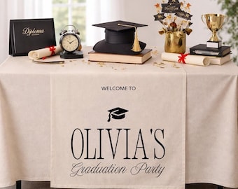 Personalized Graduation Table Runner, Custom Name Grad Party Decor, Class of 2026 Celebration