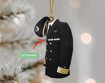Adorno de uniforme de piloto personalizado: regalo de aviación con nombre personalizado