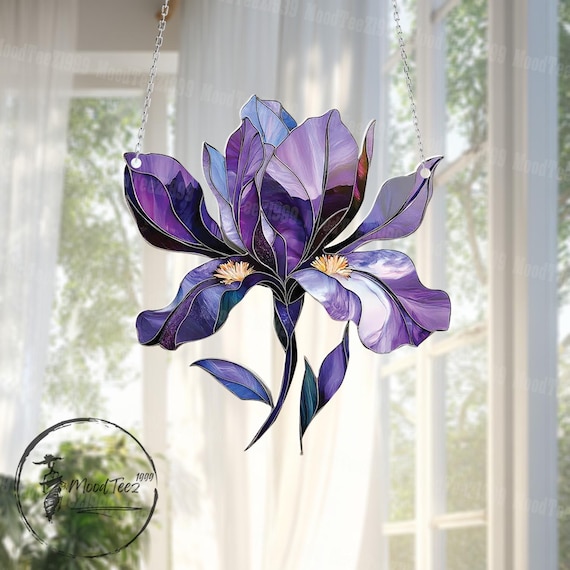 セール ステンドグラス アイリスの花 のパネル 【公式通販】