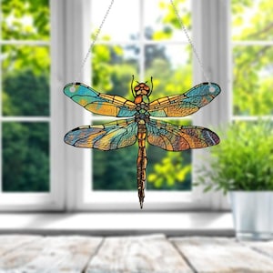 Dragonfly Acrylic Window Hanging, Dragonfly Acrylic Inspired Art, Dragonfly Window, Hanging Dragonfly Ornament, Garden Decor, Gift For Mom.
