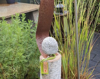 Weinachten Gartendeko Rostblech Fichteldeko  Kerze Granit Birke Holz