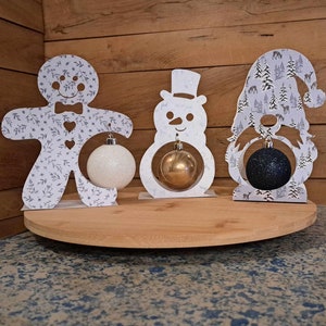 Décoration Porte Boule de Noël 57 mm. (3 modèles)  Fichier de découpe 3d , svg, pdf, ai, bmp, dxf, studio3.   Téléchargement  instantané.