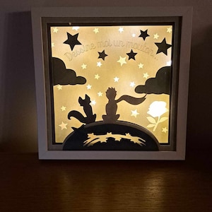 Le petit prince 1,   Fichier de découpe 3d, svg, pdf, ai, bmp, dxf .studio3.  Light box 4 couches. Téléchargement  instantané.