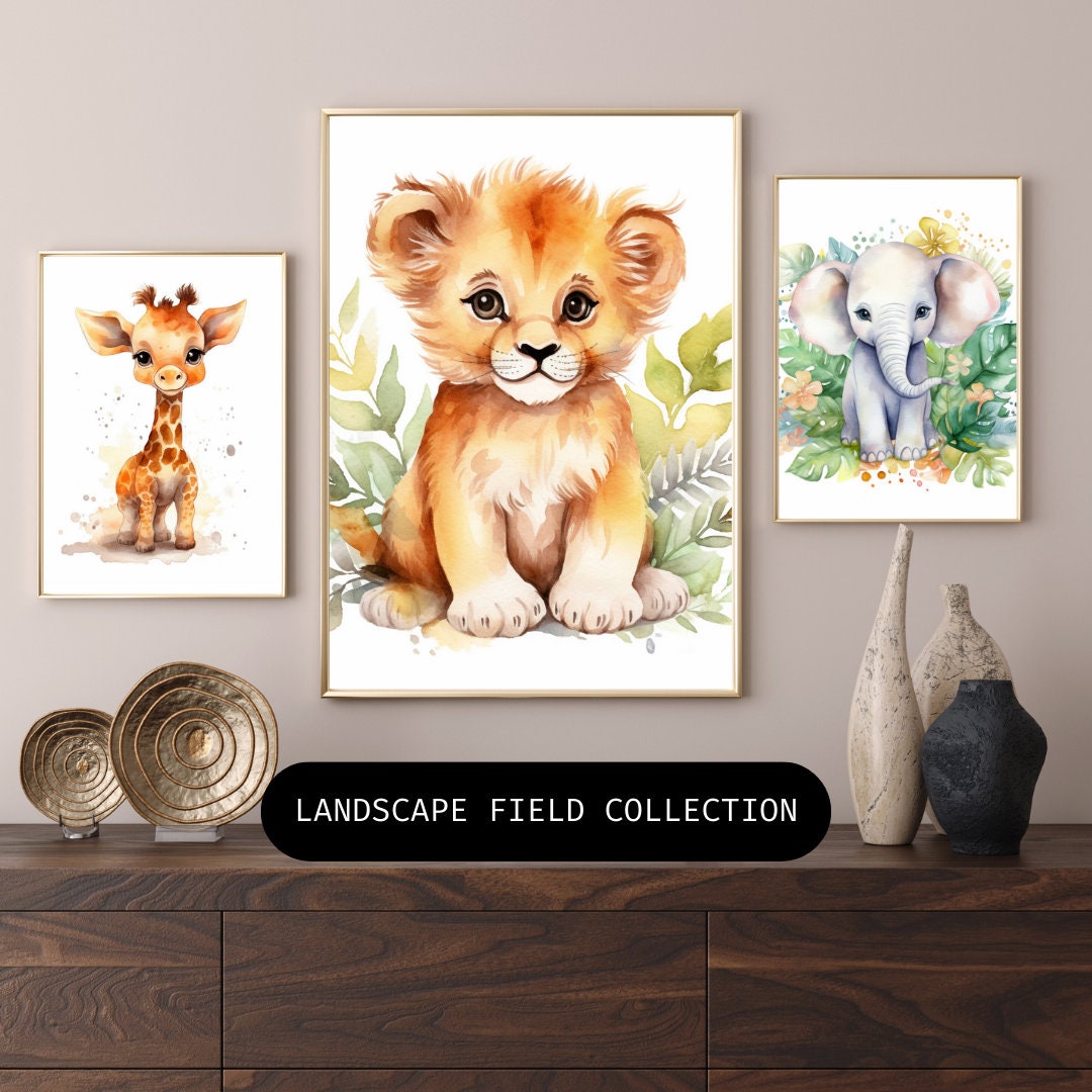 PRINTABLE Baby Animal for Nursery Set of 5 Wall Art Decor Etsy