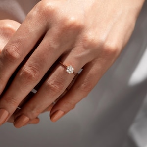 Floral Cluster Diamond Ring: 14K Solid Gold Engagement Jewelry