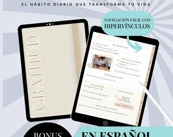 Diario della gratitudine in spagnolo | Diario della gratitudine digitale | Routine di 5 minuti – Collezione Golden Light
