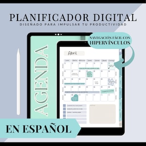 Planificador Digital en Español, Agenda en Español diseño minimalista Turquesa | Planificador Digital Sin Fecha, Planificador GoodNotes