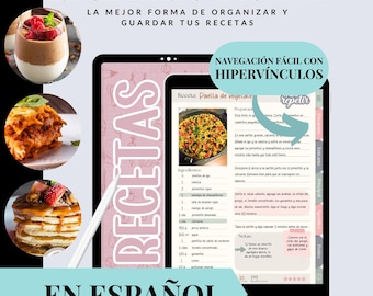 Recetario Digital en Español | Organizador de Recetas con Hipervínculos – Colección Jardín Encantado