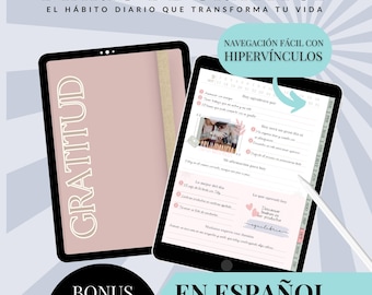Diario della gratitudine in spagnolo | Diario della gratitudine digitale | Routine di 5 minuti – Collezione Enchanted Garden
