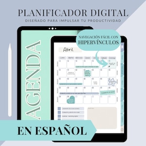 Planificador Digital de Productividad en Español | Agenda Trimestral Sin Fecha – Colección Cristal Turquesa