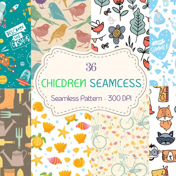 Cute Kids Digital Paper, Seamless Pattern, Nursery Wallpaper, Baby Animals, Fabric Pattern, Rainbow Nursery, Baby Elephant, Jungle Animal