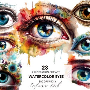 Imágenes PNG de ojos coloridos de alta calidad, visión artística, ilustraciones abstractas, impresiones digitales para uso comercial, descarga instantánea