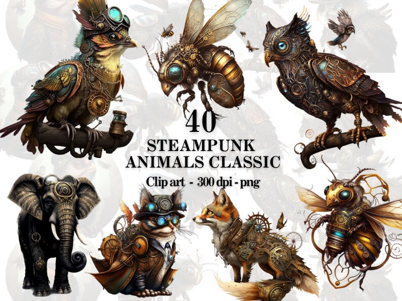 Steampunk Animals Clipart, Sublimation Steam Punk Steampunk Ephemera ...