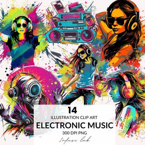 Trippy psychédélique DJ Clipart PNG, PNG rave coloré pour t-shirts, affiches et produits dérivés du festival, téléchargement immédiat, usage Commercial