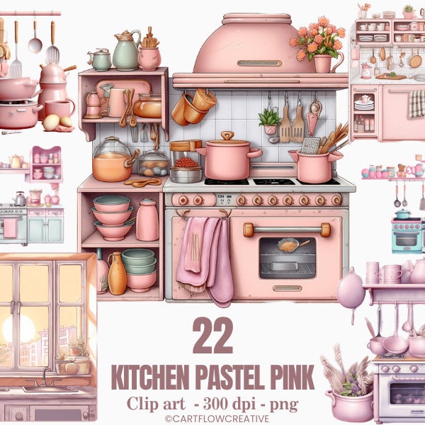 Kitchen Clipart Bundle, Watercolor PNG/JPG, Transparent Background, DIY Sublimations, Decor Graphics Watercolor Kitchen