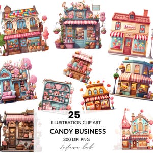 Aquarel snoepwinkel clipart png, stad van snoep, snoepwinkel clipart, snoep gebak collectie, snoep en geglazuurde donuts winkel, banketbakkerij