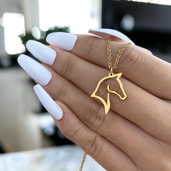 Horse Head Necklace Minimalist Necklace Horseback Pendant Stainless Steel Necklace Gold Necklace Pendant Silver Necklace Women Gold Jewelry