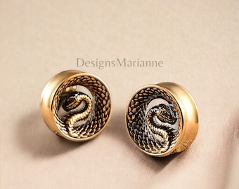 Jauges auriculaires pour homme et femme, Jauges serpent, Tunnels et bouchons d'oreilles, Jauges de boucle d'oreille en acier inoxydable, Boucles d'oreilles étirées, Extenseurs d'oreille