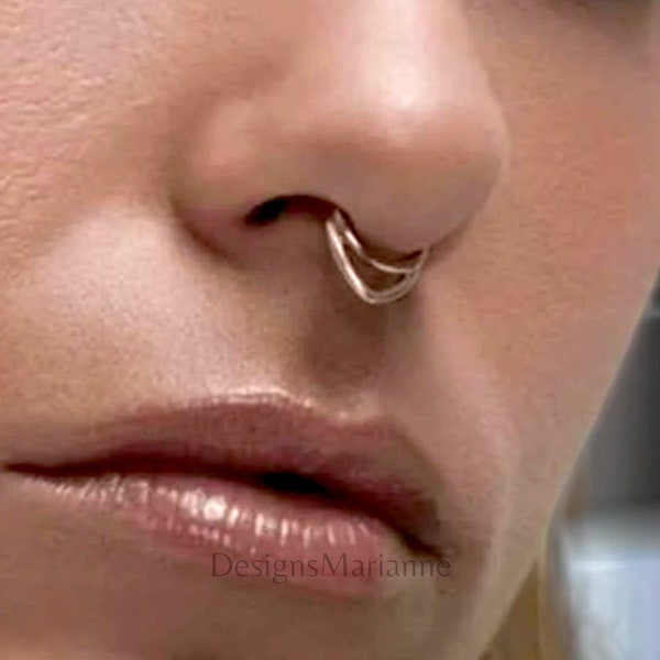 Piercing pour le septum du nez, anneau dans le nez, septum en acier inoxydable doré, septum chirurgical, cerceau pour anneau dans le nez, poids des oreilles, anneau de septum tribal double septum