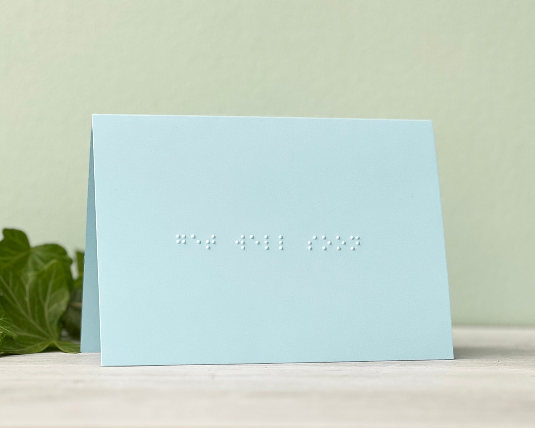 Braille Get Well Soon Greetings Card Pastel Blue Tactile Card for Blind