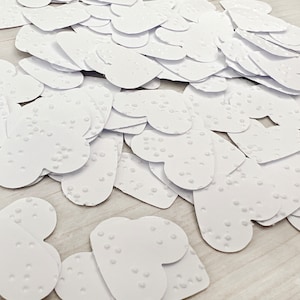 100 cuori di carta Braille bianchi testurizzati - Scrapbooking - Junk Journal - Creazione di biglietti - Artigianato di carta