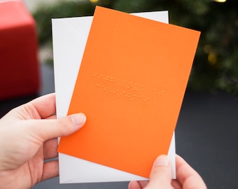 Braille With Love At Christmas Card - Personalised Braille Christmas Card