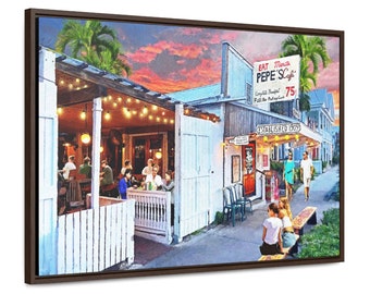 Key West Art Print of Canvas: Pepe&#39;s Cafe - Historic Florida Restaurant