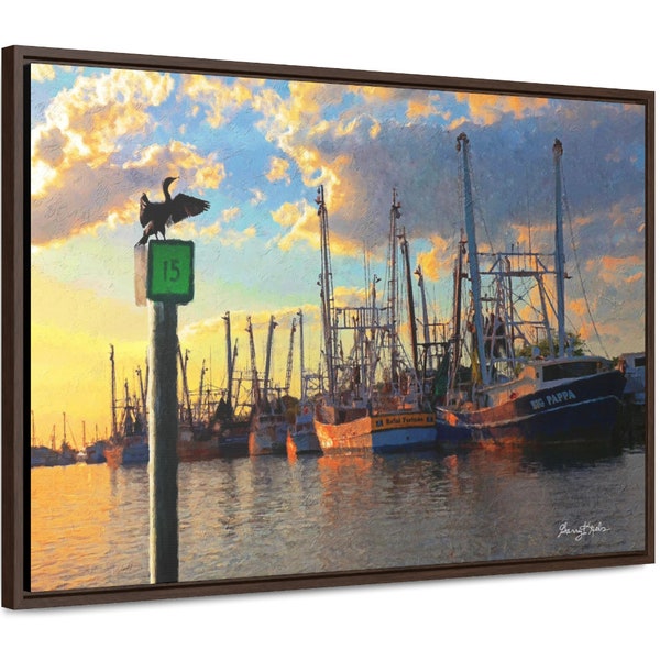 Florida Shrimp Boat Art, Fort Myers Beach Print, Florida Canvas, Nautical Painting, Florida Sunset Acrylic, Seascape Art, Digital Painting