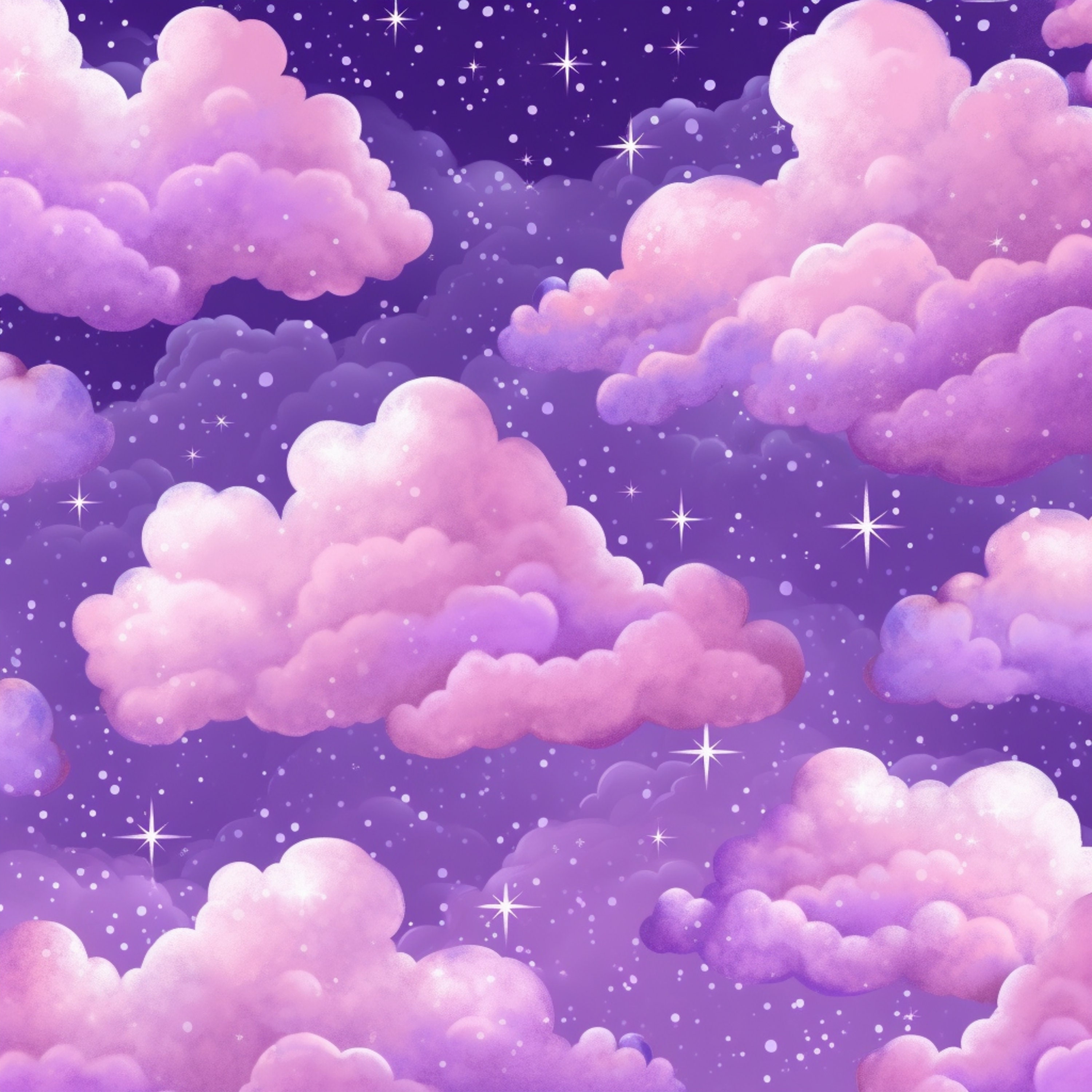 fairy dust glitter clouds magic sky in pastel colors pink purple