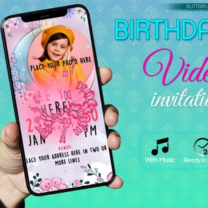 Butterfly Theme Customized Birthday Invitation Card