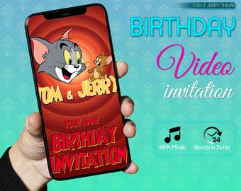 Tom & Jerry Theme Customized Birthday Invitation Card