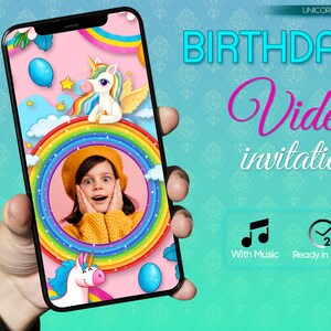 Unicorn Theme Customized Birthday Invitation Card_V-1