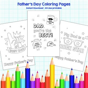 Father&#39;s Day Coloring Pages for kids - digital download / Printable Dad Gift