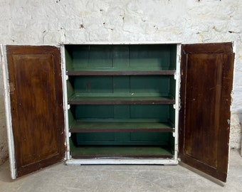 Rustic Victorian Linen Press Cupboard Cabinet With Pull Out Shelves