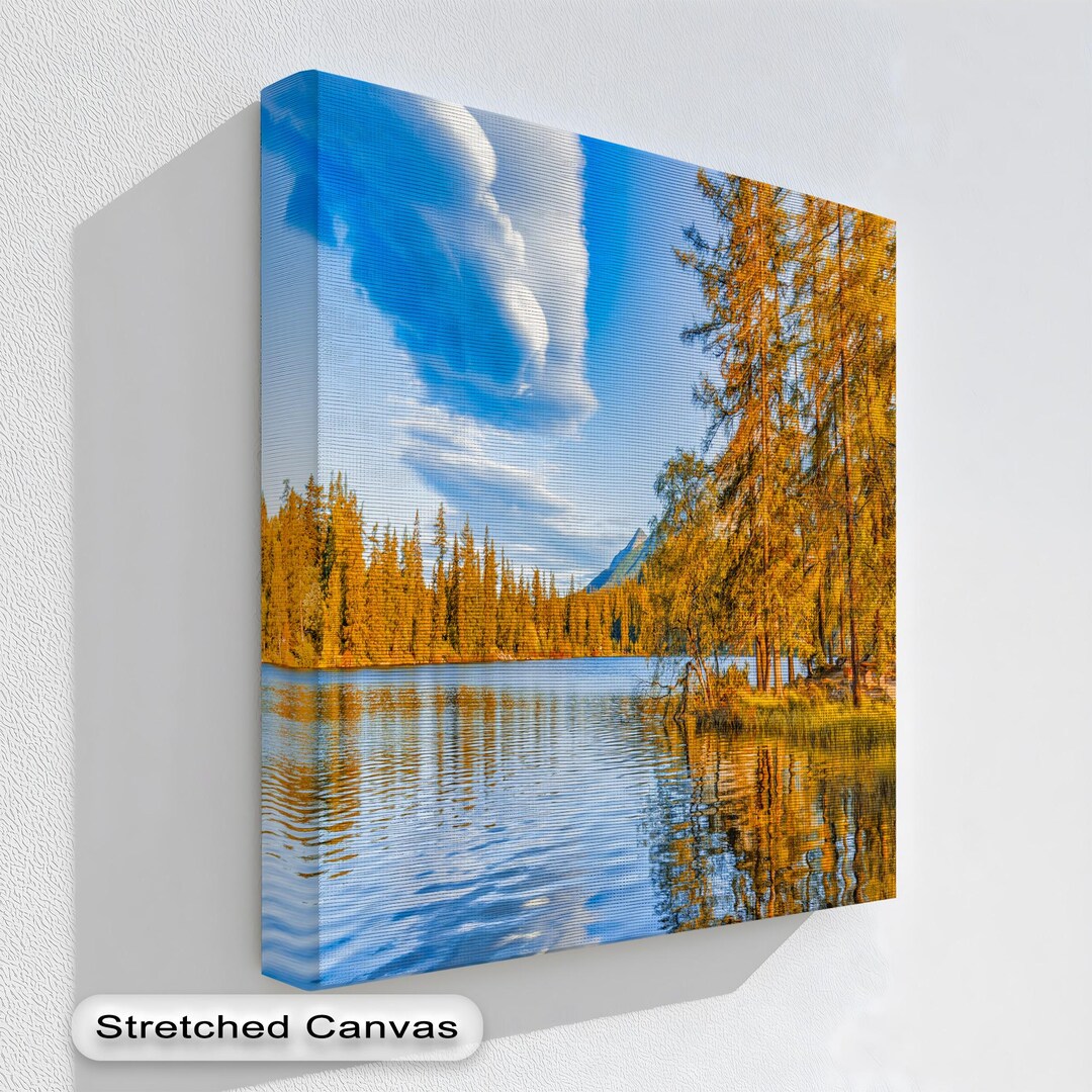 Golden Forest Lake Canvas Wall Art – Autumn Reflections Nature Print ...