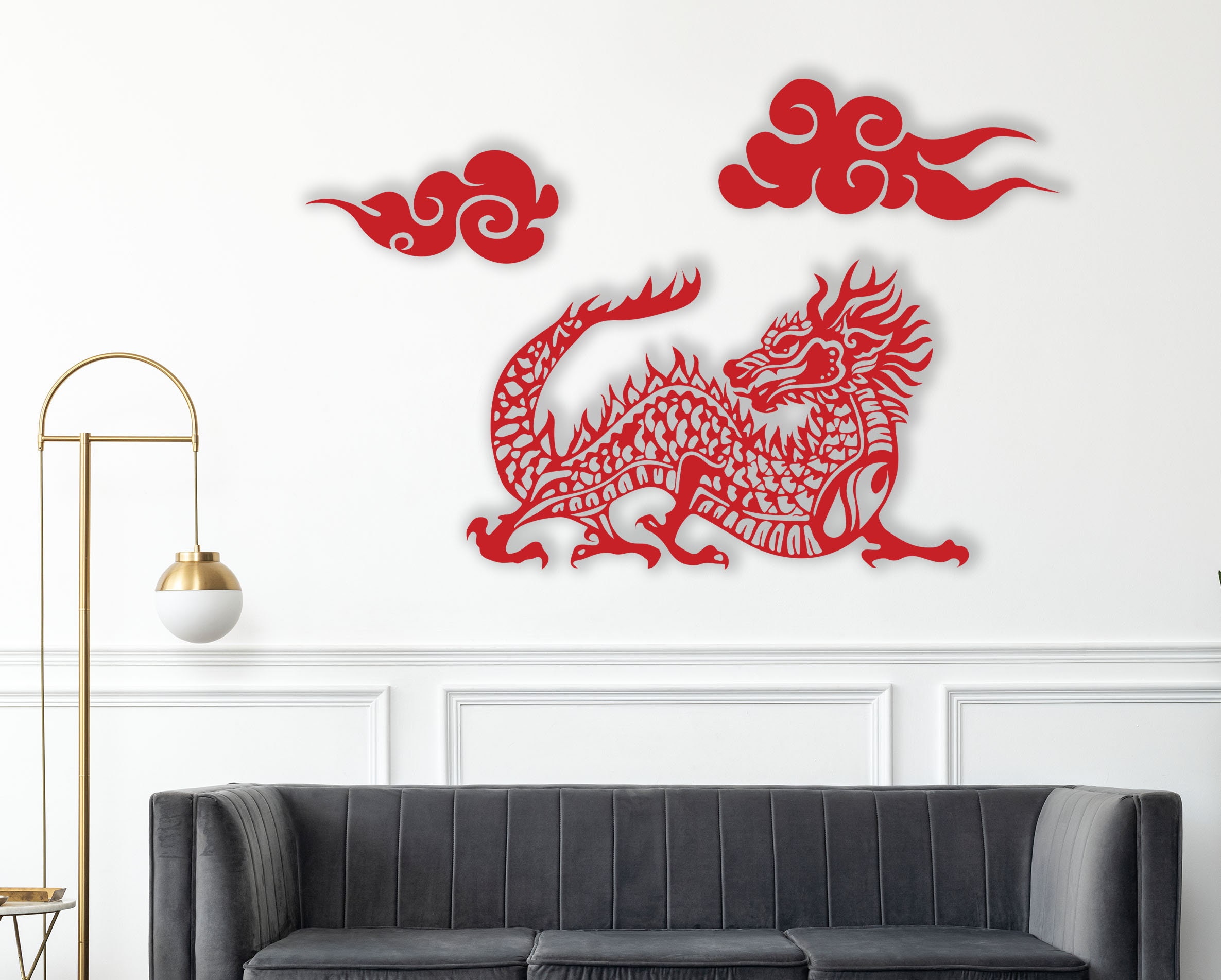Red Dragon Metal Wall Artjapanese Red Dragon Wall Artchinese Etsy