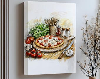 Italian Pizza Kitchen Wall Art: Rustic Culinary Canvas or Poster