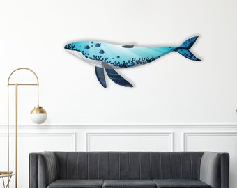 Whale Metal Wall Decor,Colorful Whale Metal Wall Art,Great Whale Wall Decor,Ocean Wall Art,WallHanging,Gift For Her,Home Gift,Housewarming