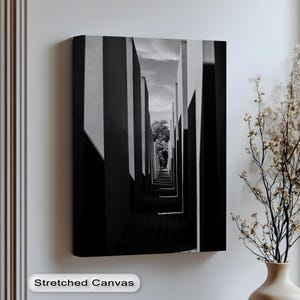 Quadro su tela "Architectural Shadows" in bianco e nero, poster monocromatico, tela e decorazione con cornice