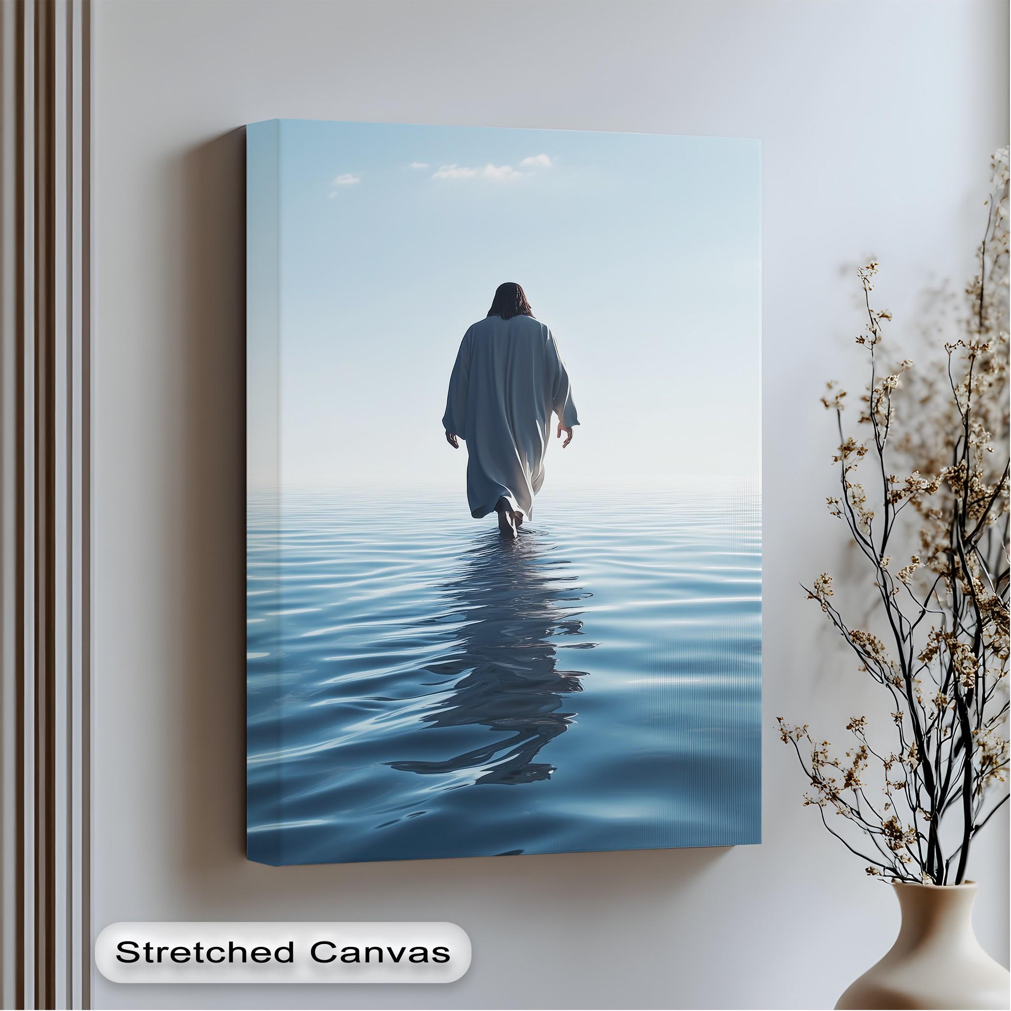 Jesus Walking on Water Canvas Print – Inspirational Christian Wall Art ...
