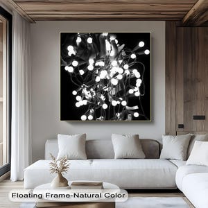 Abstract String Lights Canvas Art: Modern Black and White Glow